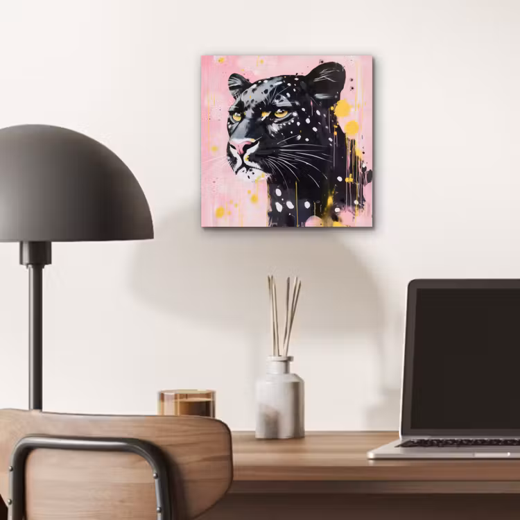 Zwart - Panter - Roze - Abstract aluminium wit klein -sfeer5