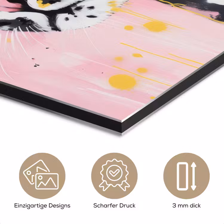 Zwart - Panter - Roze - Abstract aluminium wit klein -closeup_DE