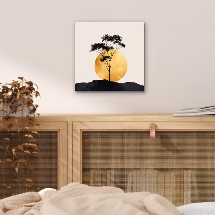 Zwarte boom - Gouden cirkel - Heuvel aluminium wit klein -sfeer3