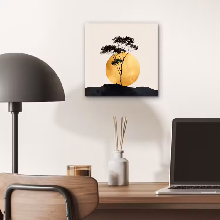 Zwarte boom - Gouden cirkel - Heuvel aluminium wit klein -sfeer5