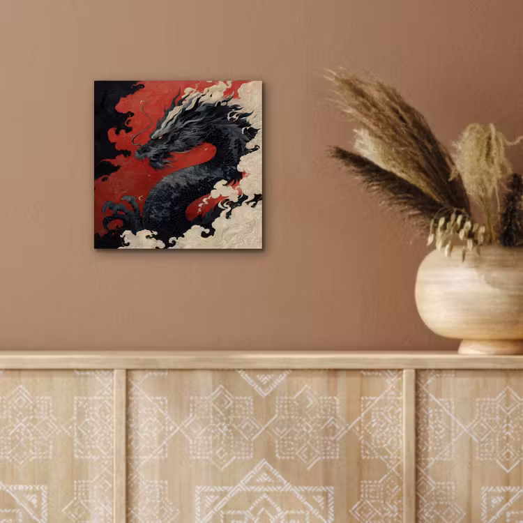 Zwarte draak - Rookwolken - Rood aluminium wit klein -sfeer4