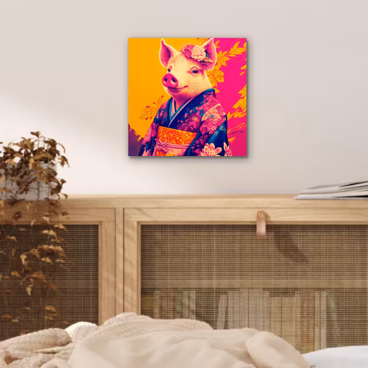 Varken - Bloemkroon - Kimono - Abstract aluminium wit klein -sfeer3