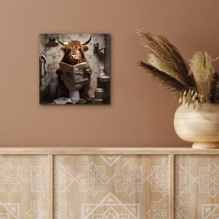 Schotse hooglander - Toilet - Krant - Badkamer aluminium wit klein -sfeer4