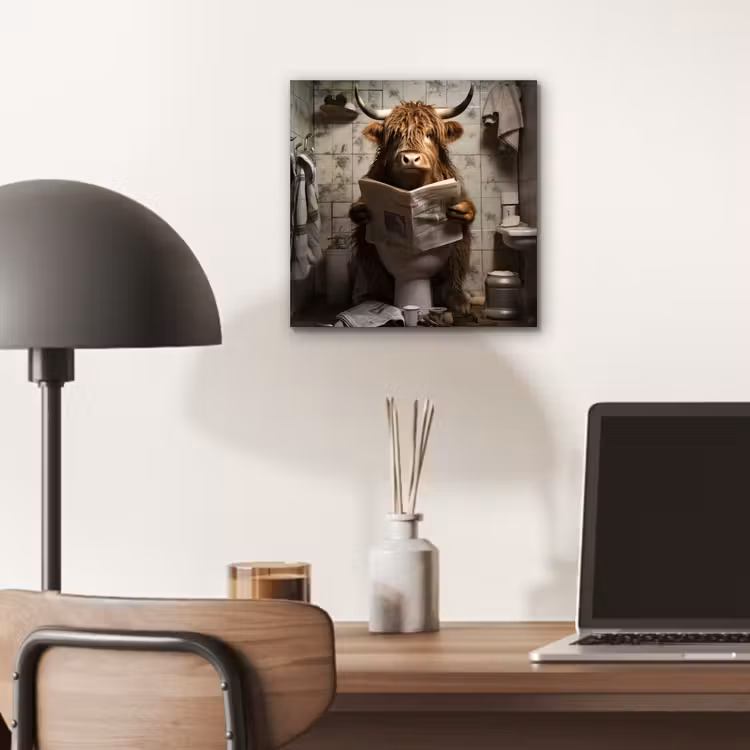 Schotse hooglander - Toilet - Krant - Badkamer aluminium wit klein -sfeer5