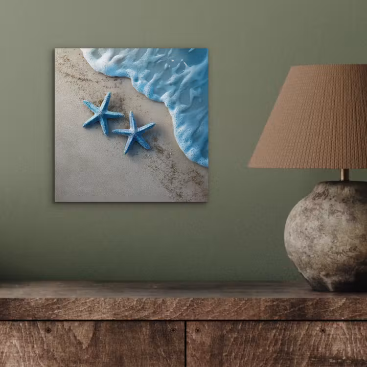 Zeesterren - Zand - Zee - Blauw aluminium wit klein -sfeer2