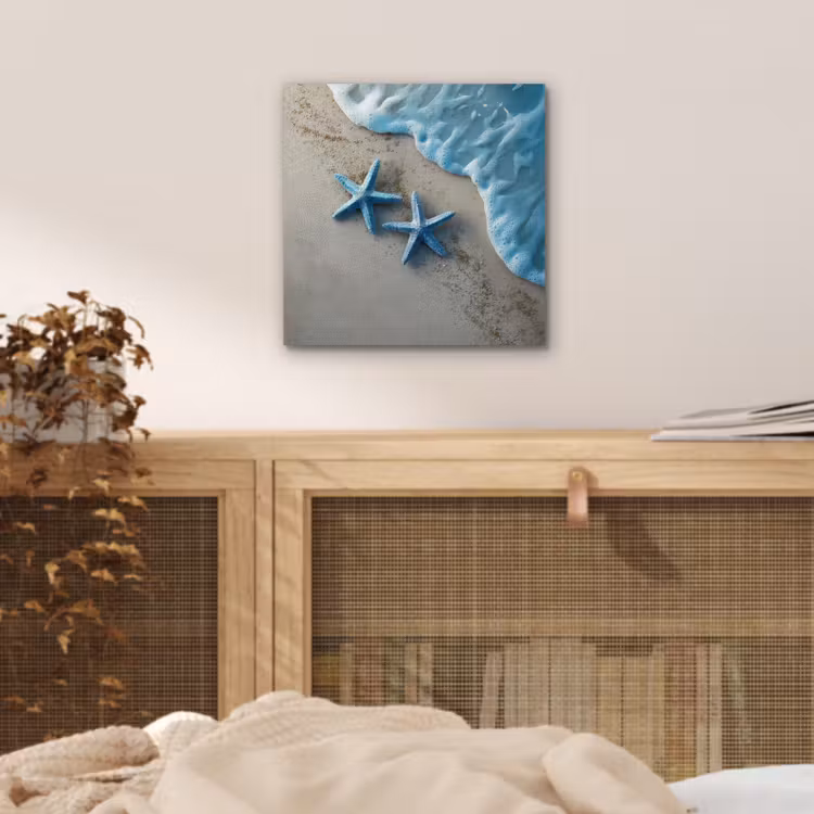 Zeesterren - Zand - Zee - Blauw aluminium wit klein -sfeer3