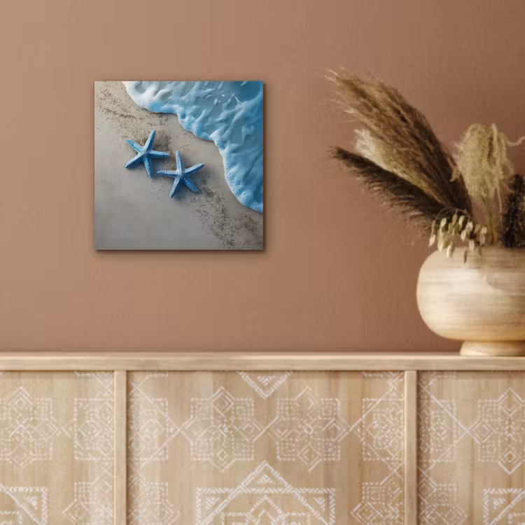 Zeesterren - Zand - Zee - Blauw aluminium wit klein -sfeer4