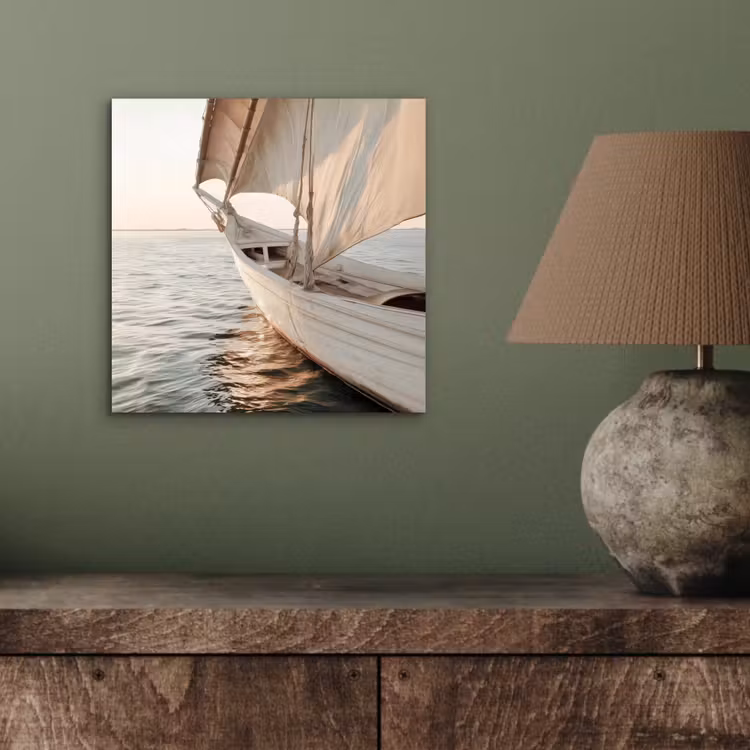 Zeilboot - Zee - Beige - Zon aluminium wit klein -sfeer2