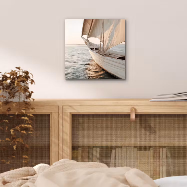 Zeilboot - Zee - Beige - Zon aluminium wit klein -sfeer3