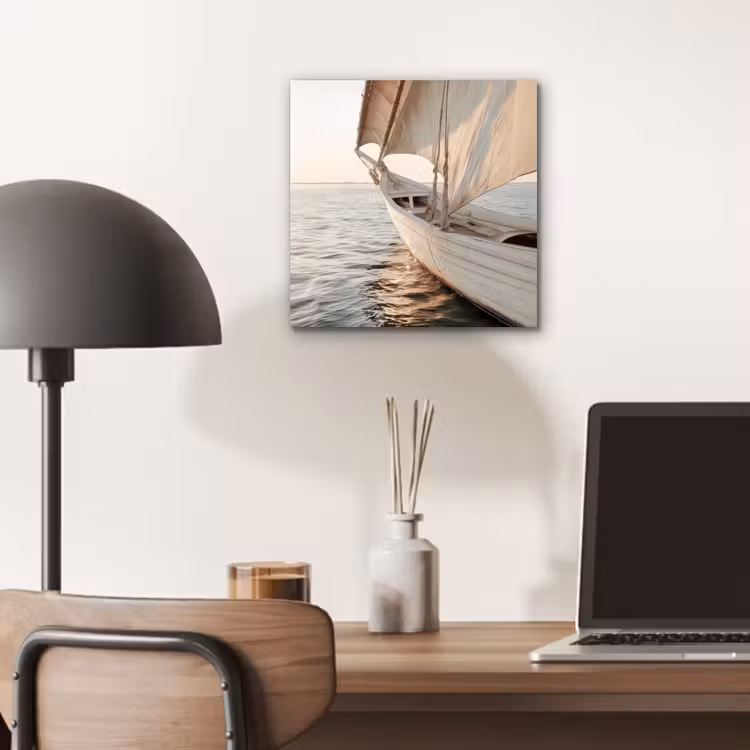 Zeilboot - Zee - Beige - Zon aluminium wit klein -sfeer5