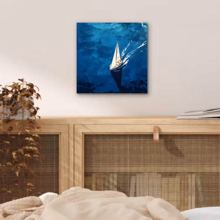 Zeilboot - Water - Abstract - Schaduw aluminium wit klein -sfeer3