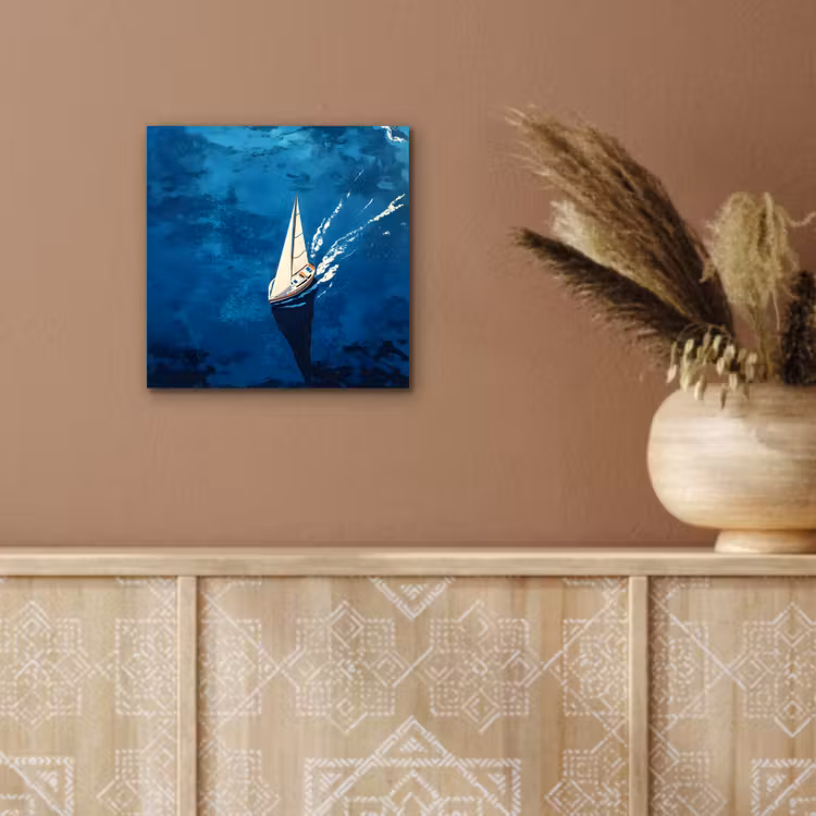 Zeilboot - Water - Abstract - Schaduw aluminium wit klein -sfeer4