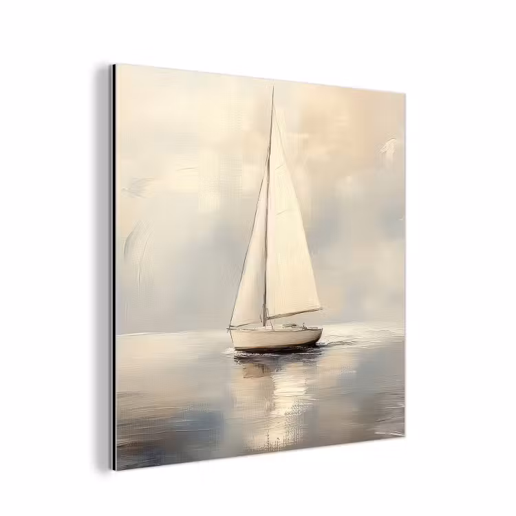 Zeilschip - Zee - Bewolkt aluminium wit klein -3d
