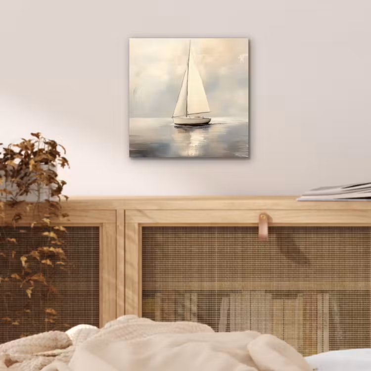 Zeilschip - Zee - Bewolkt aluminium wit klein -sfeer3