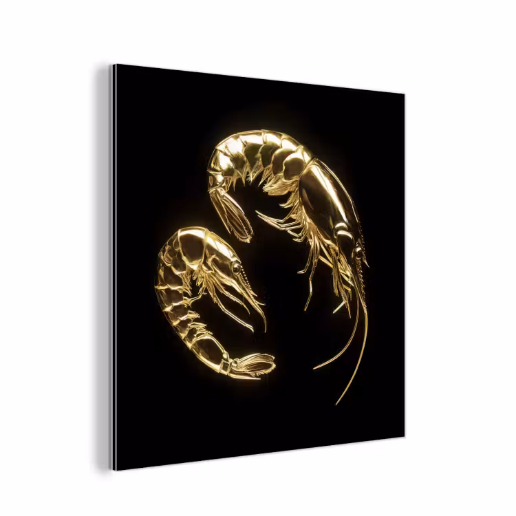 Garnalen - Zwart - Goud - Dieren aluminium wit klein -3d