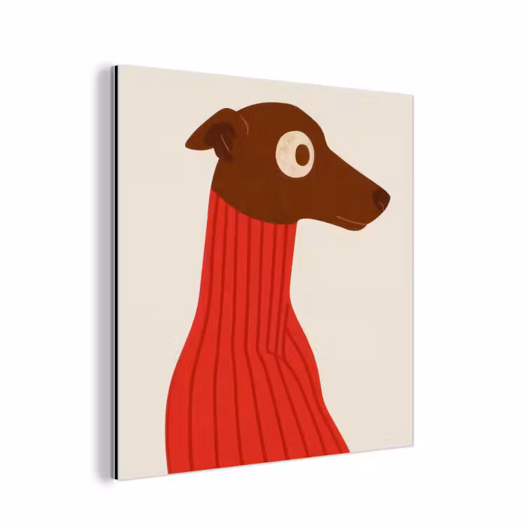 Silhouet - Hond - Trui - Rood aluminium wit klein -3d