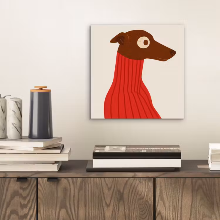Silhouet - Hond - Trui - Rood aluminium wit klein -sfeer1