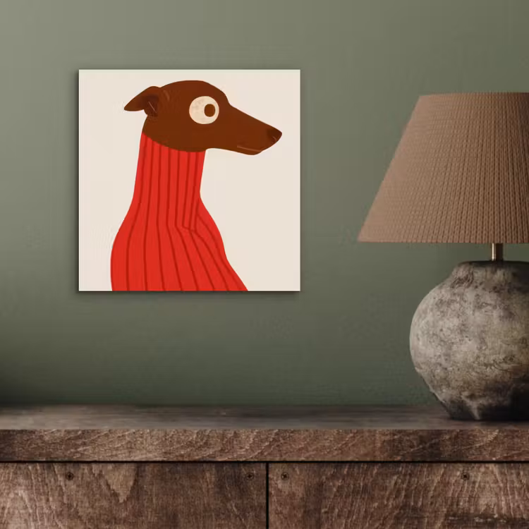 Silhouet - Hond - Trui - Rood aluminium wit klein -sfeer2
