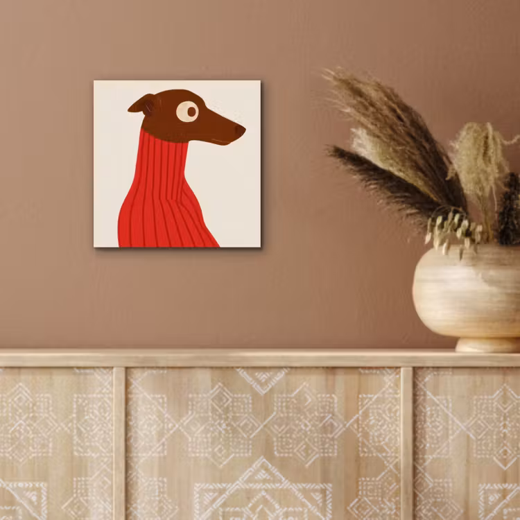 Silhouet - Hond - Trui - Rood aluminium wit klein -sfeer4