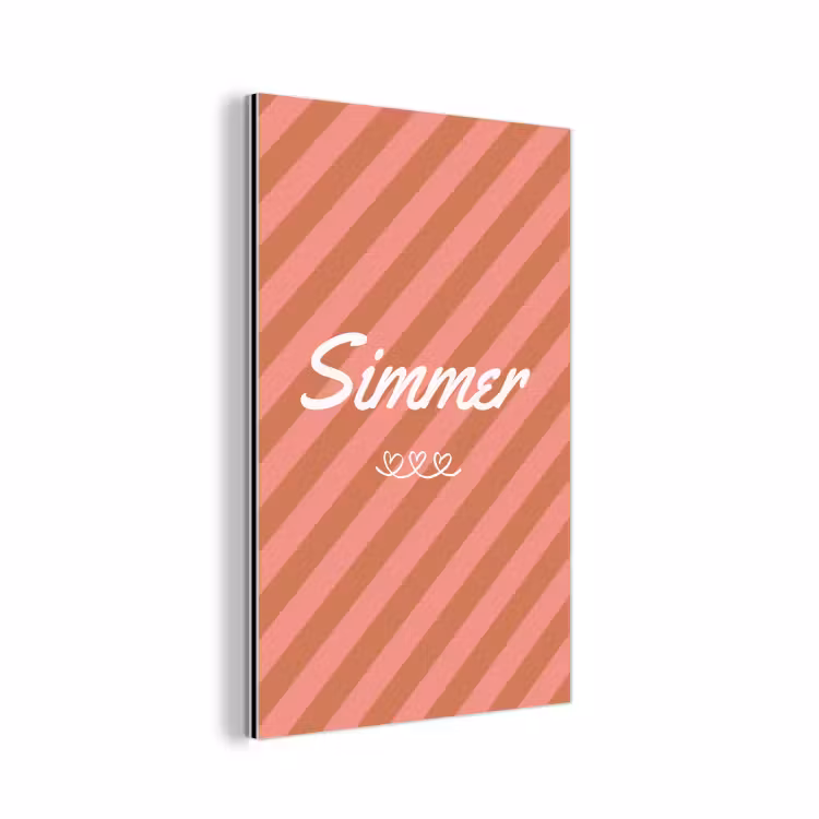 Simmer - Hartjes - Strepen - Roze aluminium wit klein -3d