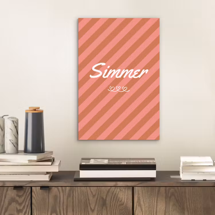 Simmer - Hartjes - Strepen - Roze aluminium wit klein -sfeer1