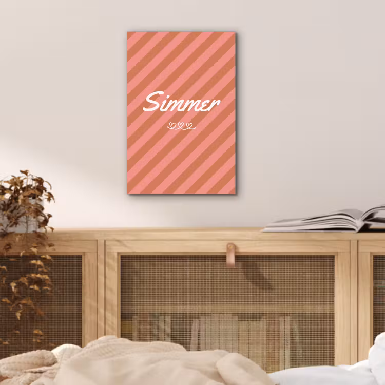 Simmer - Hartjes - Strepen - Roze aluminium wit klein -sfeer3