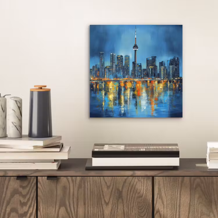 Skyline Toronto - Water - Stadslichten - Toren aluminium wit klein -sfeer1