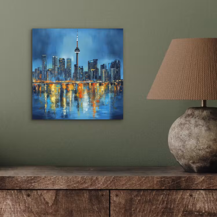 Skyline Toronto - Water - Stadslichten - Toren aluminium wit klein -sfeer2
