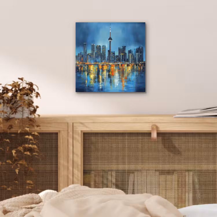 Skyline Toronto - Water - Stadslichten - Toren aluminium wit klein -sfeer3