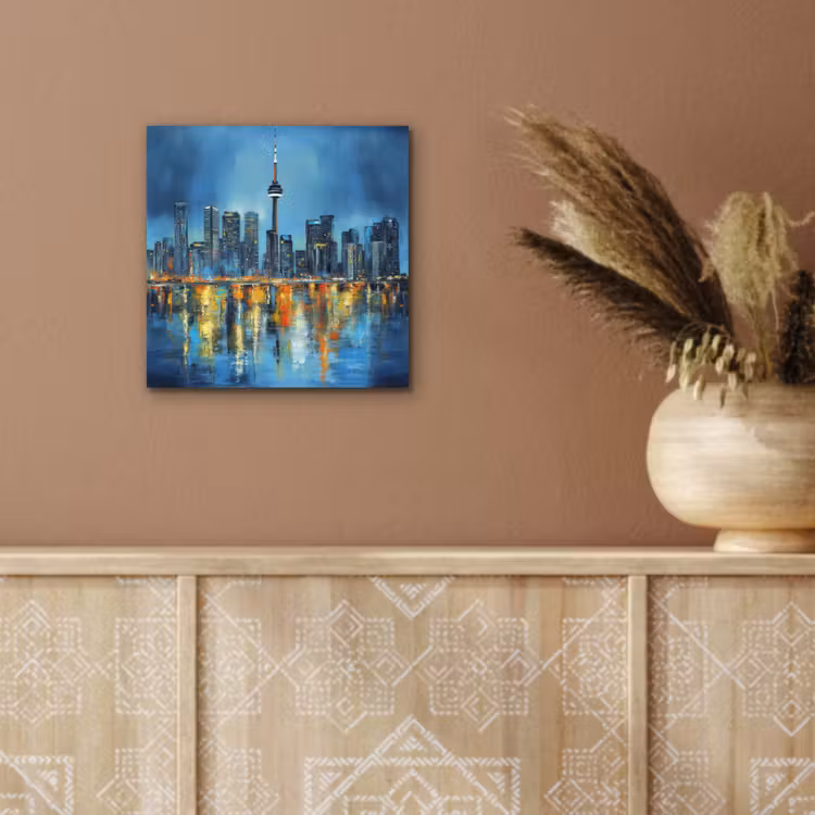 Skyline Toronto - Water - Stadslichten - Toren aluminium wit klein -sfeer4