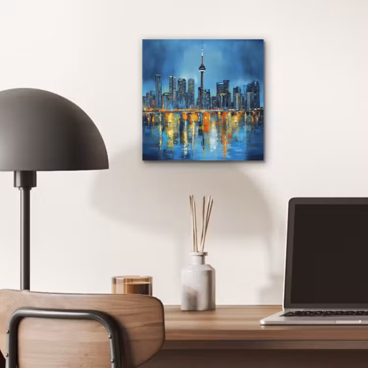 Skyline Toronto - Water - Stadslichten - Toren aluminium wit klein -sfeer5