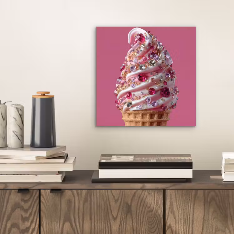 Softijs - Edelstenen - Roze - Hoorntje aluminium wit klein -sfeer1
