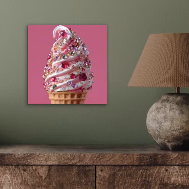 Softijs - Edelstenen - Roze - Hoorntje aluminium wit klein -sfeer2