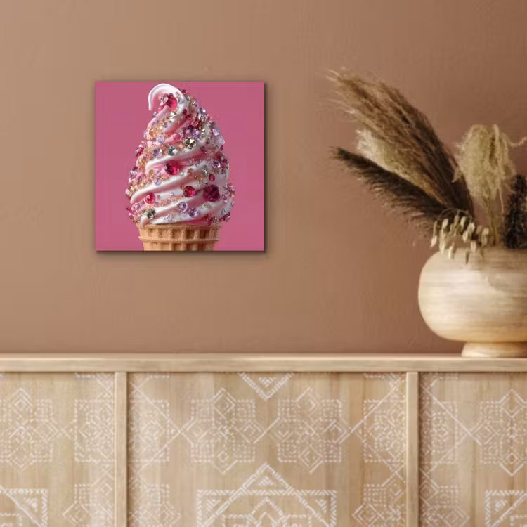 Softijs - Edelstenen - Roze - Hoorntje aluminium wit klein -sfeer4