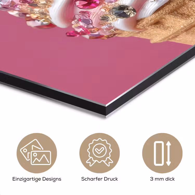 Softijs - Edelstenen - Roze - Hoorntje aluminium wit klein -closeup_DE