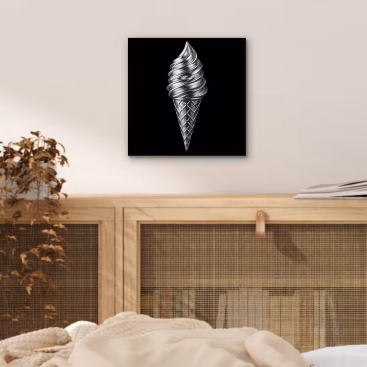 Softijs - Realistisch - Futuristisch aluminium wit klein -sfeer3