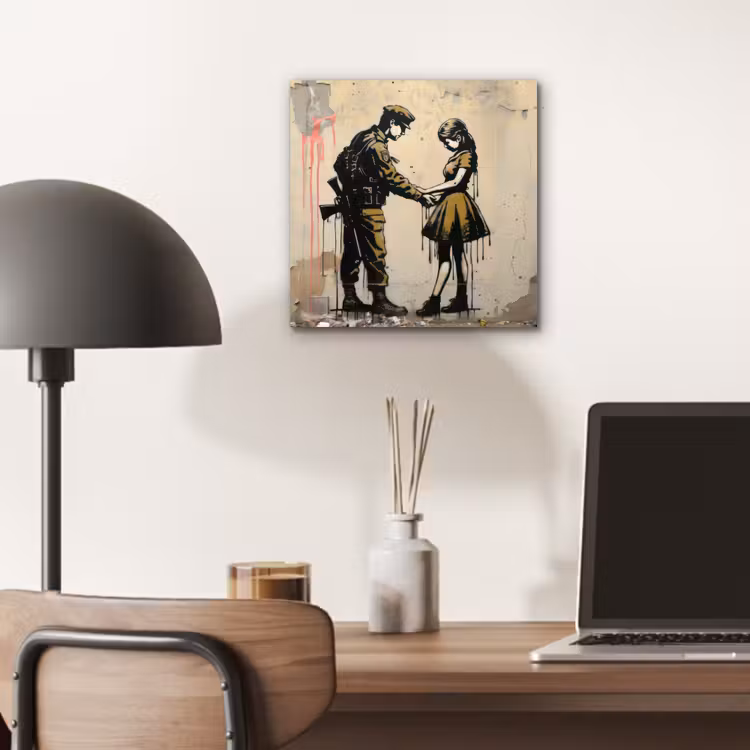 Soldaat - Meisje - Bruin - Graffiti aluminium wit klein -sfeer5