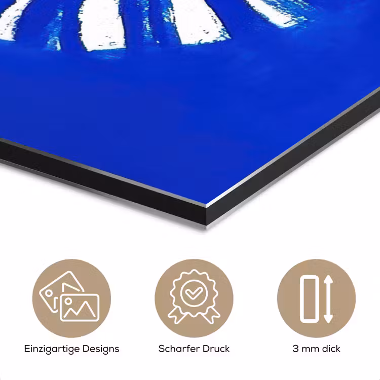 Zon - Gezicht - Penseelstructuur - Blauw aluminium wit klein -closeup_DE