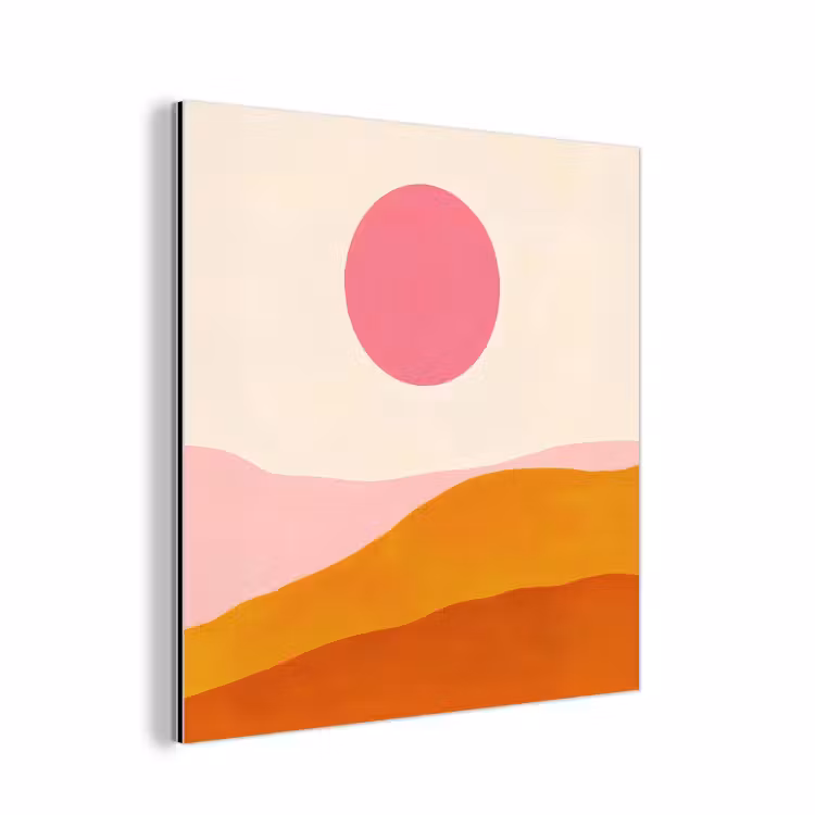 Zon - Heuvels - Abstract - Roze aluminium wit klein -3d