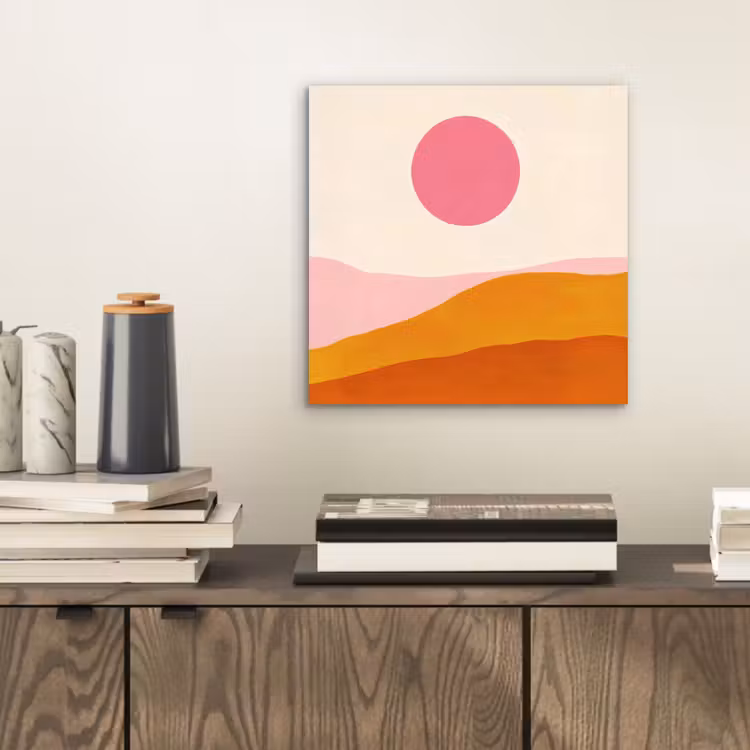 Zon - Heuvels - Abstract - Roze aluminium wit klein -sfeer1