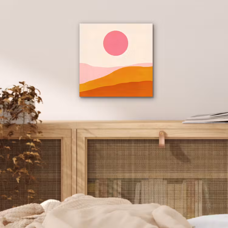 Zon - Heuvels - Abstract - Roze aluminium wit klein -sfeer3