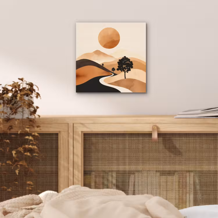 Zon - Heuvels - Boom - Abstract aluminium wit klein -sfeer3