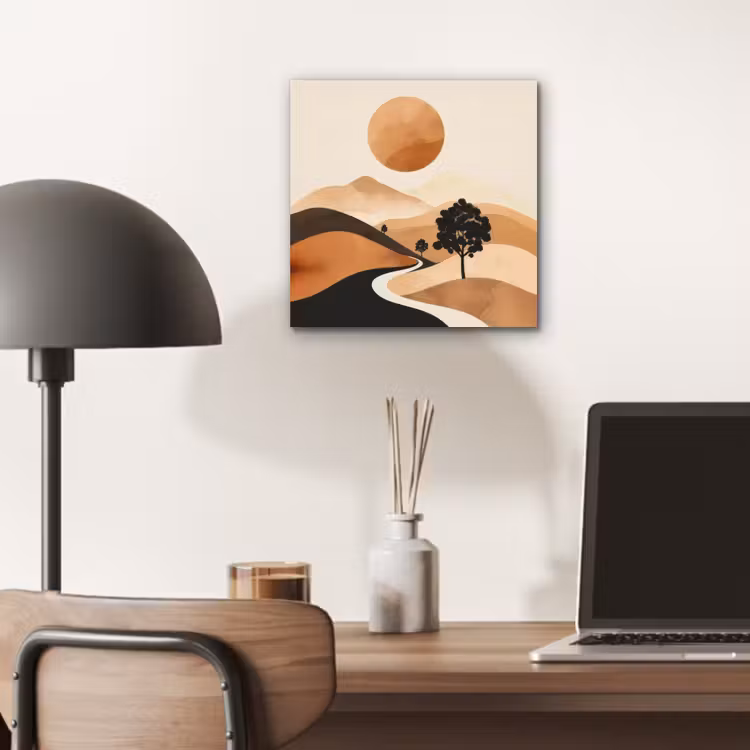 Zon - Heuvels - Boom - Abstract aluminium wit klein -sfeer5