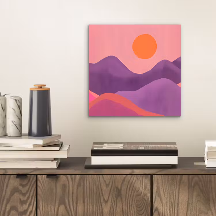 Zon - Heuvels - Paars - Abstract aluminium wit klein -sfeer1