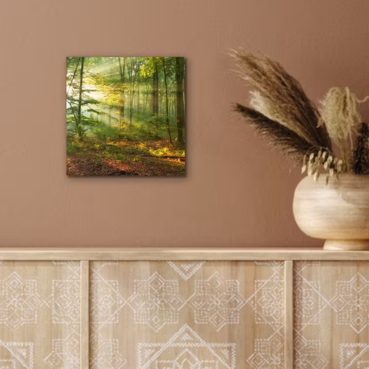 Zon - Bos - Bomen - Natuur - Herfst aluminium wit klein -sfeer4