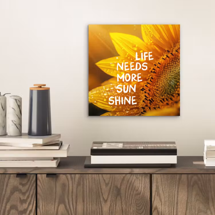 Zonnebloem - Close up - Geel - Quote aluminium wit klein -sfeer1