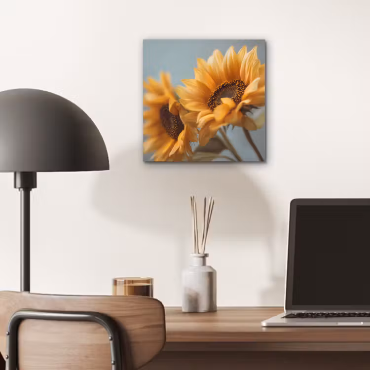 Zonnebloemen - Geel - Wazig aluminium wit klein -sfeer5