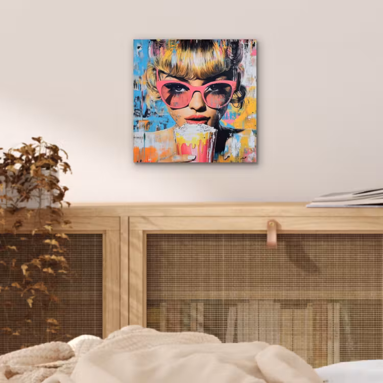 Zonnebril - Vrouw - Kleurrijk - Verfspetters aluminium wit klein -sfeer3