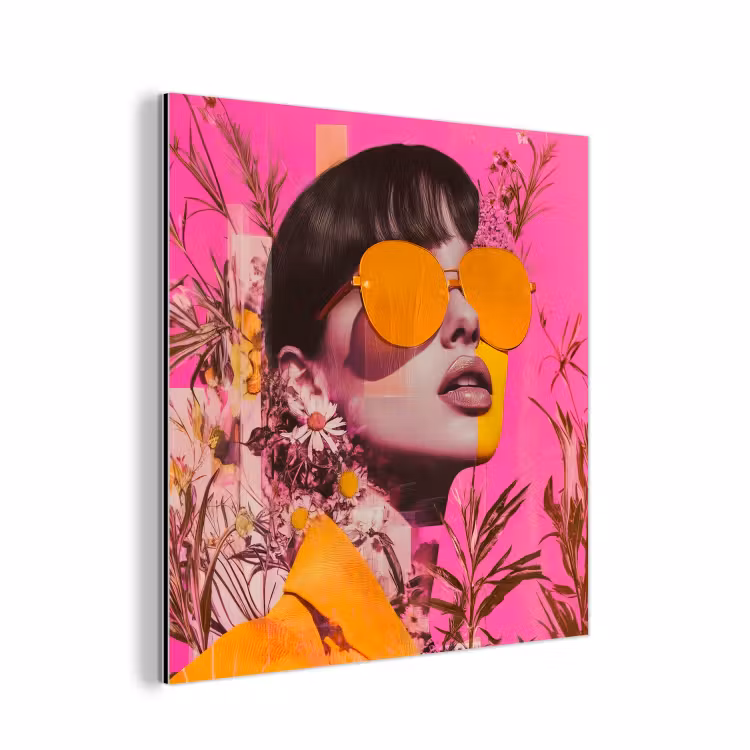 Zonnebril - Oranje - Vrouw - Planten aluminium wit klein -3d