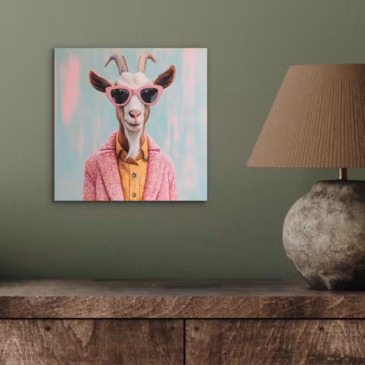 Zonnebril - Roze - Geit - Horen aluminium wit klein -sfeer2